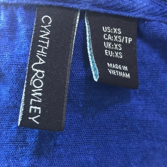 CYNTHIA Rowley blue linen sleeveless shirt sz XS oversized - Picture 7 of 8